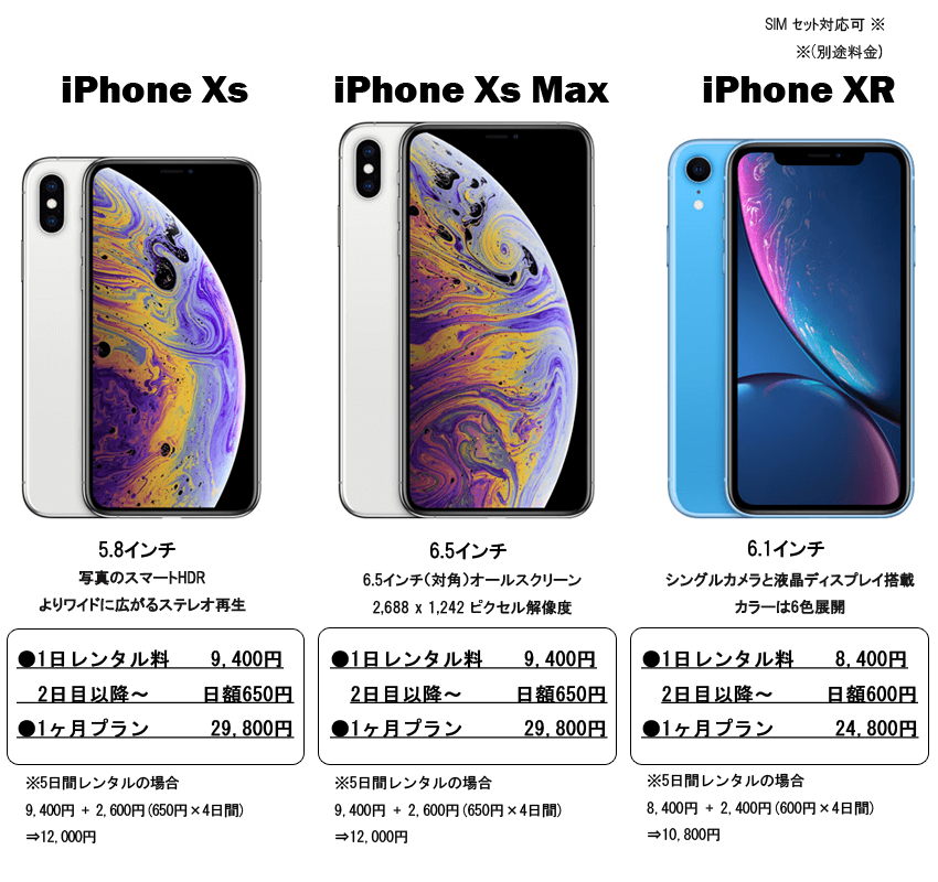iPhoneXs/iPhoneXsMaxレンタル・アイフォンテンエス・テンエスマックスレンタル